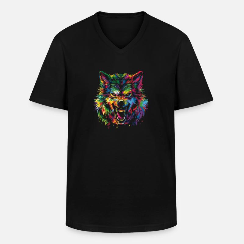 Werwolf Wolf Popart - Männer-T-Shirt mit V-Ausschnitt - Schwarz