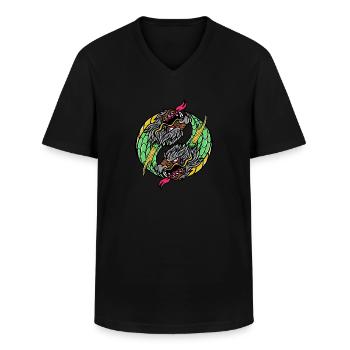Fantasy RPG Dragons Magic Dungeon - Männer-T-Shirt mit V-Ausschnitt - Schwarz - Vorne - AI Model Male 178 dark (178cm)