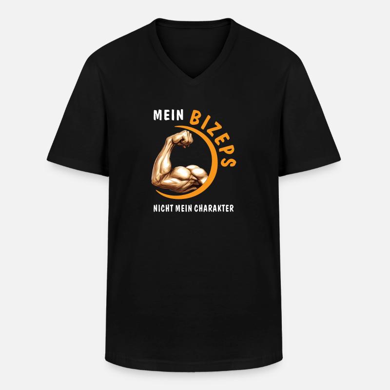 MES BICEPS, PAS MON CARACTÈRE - T-shirt col V Homme - noir