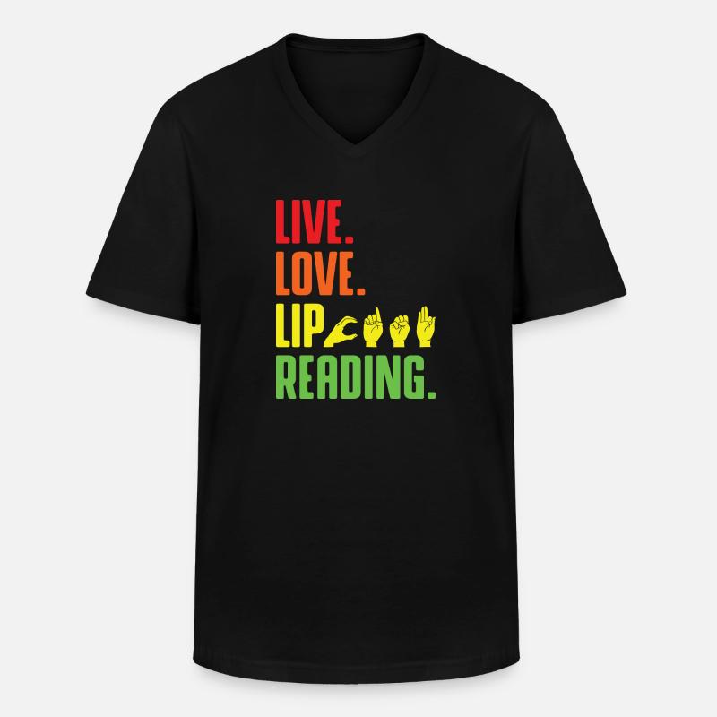 Deaf Pride ASL Gebärdensprache - Männer-T-Shirt mit V-Ausschnitt - Schwarz