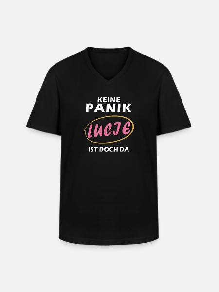 DON'T PANIC LUCIE - Men's V-Neck T-Shirt - black