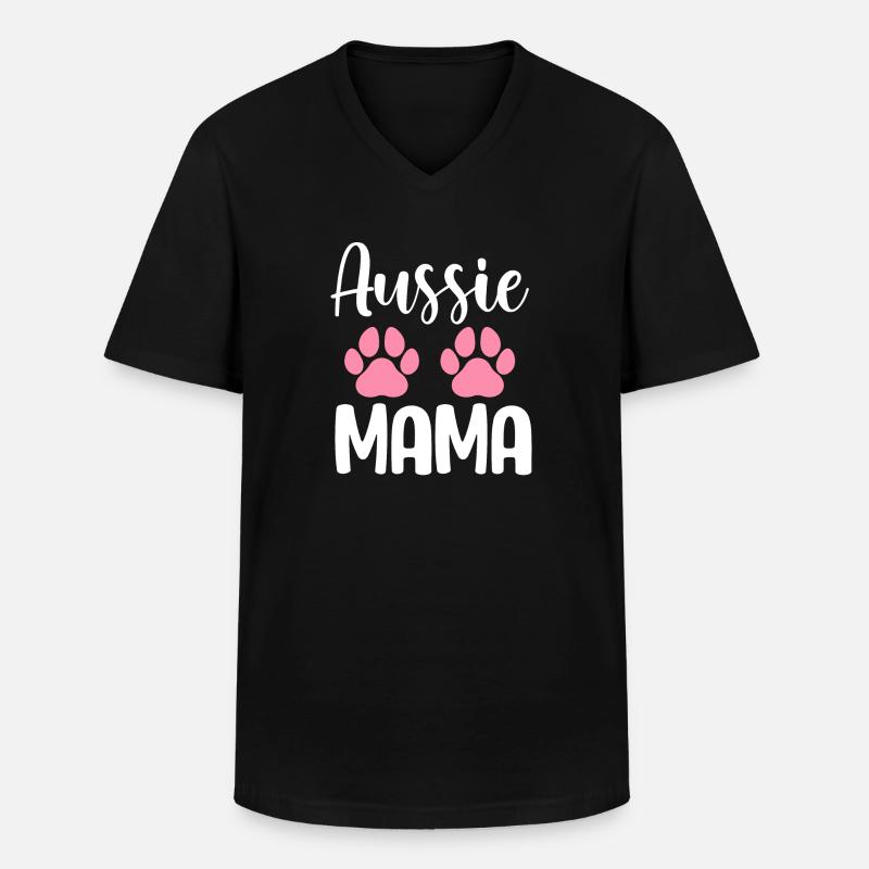 Australian Shepherd Mama Aussie Mama - Männer-T-Shirt mit V-Ausschnitt - Schwarz