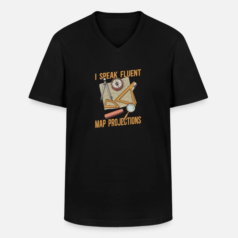 Kartograph - Männer-T-Shirt mit V-Ausschnitt - Schwarz