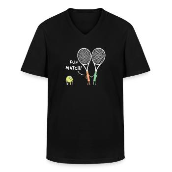 Sport, Racket, Fun Match, Racket, Tennis - Klassiek mannen T-shirt met V-hals - zwart - Voor - AI Model Male 178 dark (178cm)