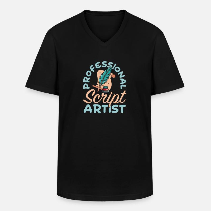 Kalligraph - Männer-T-Shirt mit V-Ausschnitt - Schwarz