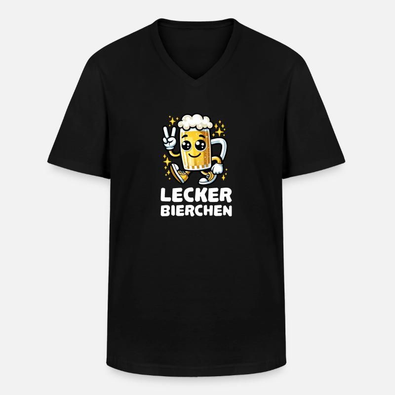 Lecker Bierchen Cartoon - Männer-T-Shirt mit V-Ausschnitt - Schwarz