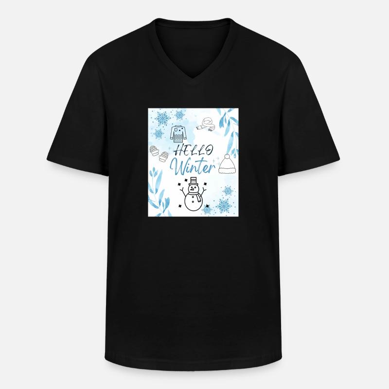 Hello Winter - Männer-T-Shirt mit V-Ausschnitt - Schwarz