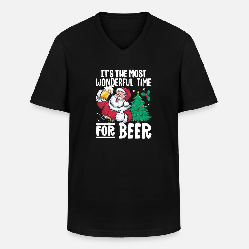 È il momento più meraviglioso per la birra Babbo Natale Cristo - Maglietta da uomo classica con scollo a V - nero