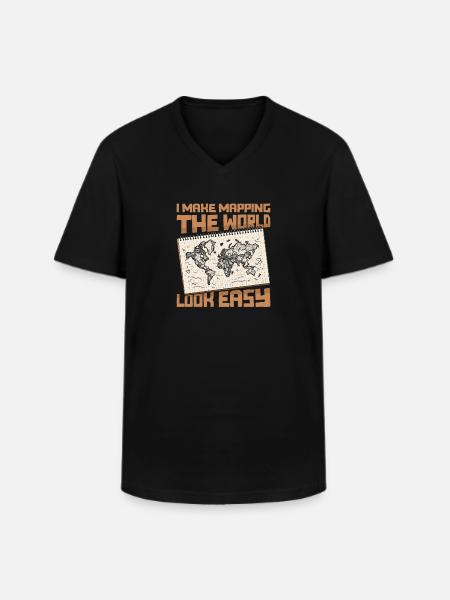Cartographer - Men's V-Neck T-Shirt - black