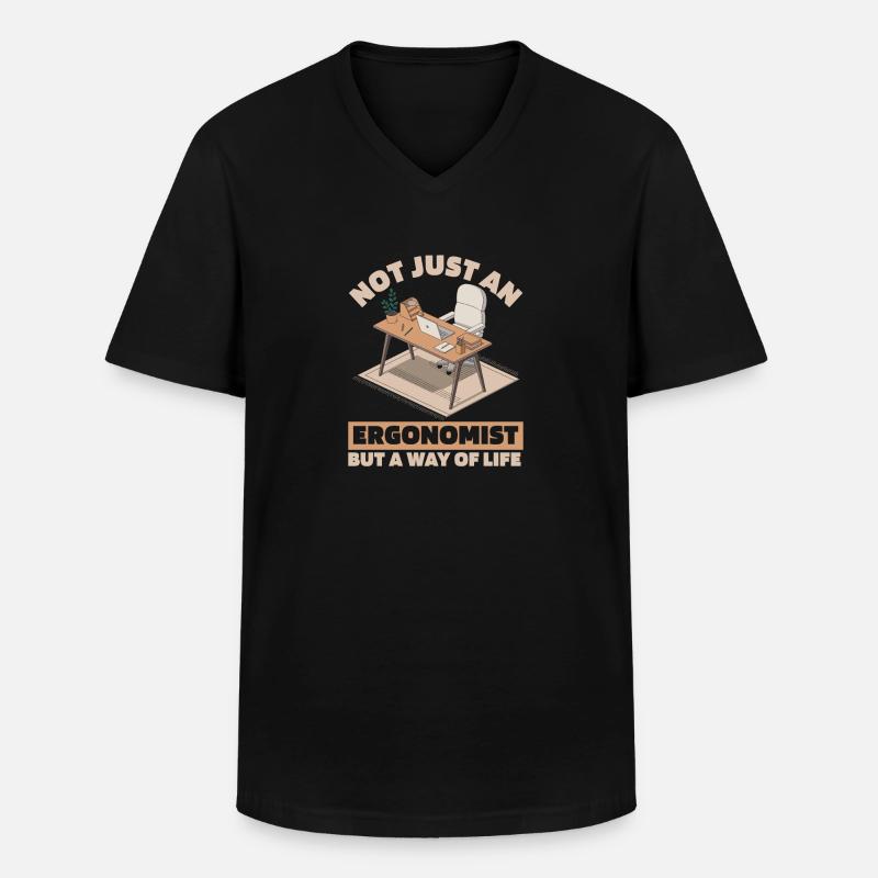 Ergonom - Männer-T-Shirt mit V-Ausschnitt - Schwarz