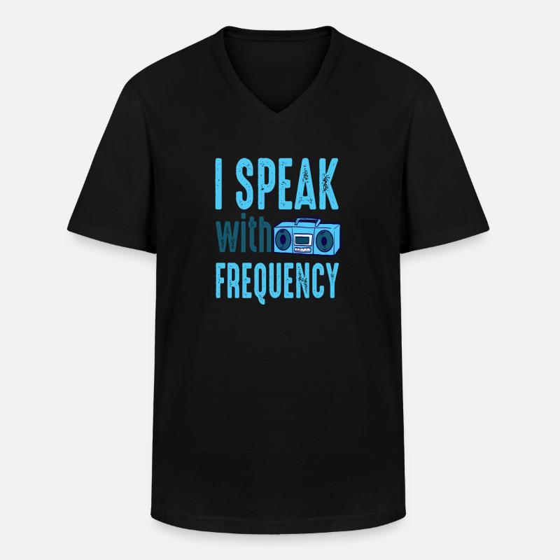 Amateur Sprechen mit Frequenz Amateurfunk - Männer-T-Shirt mit V-Ausschnitt - Schwarz