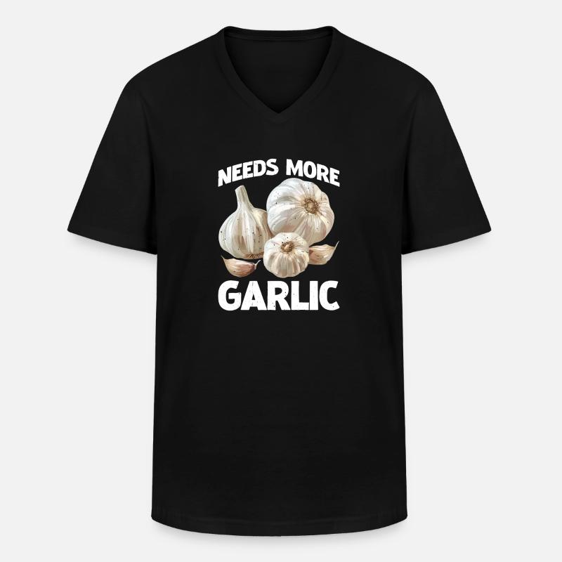 Needs More Garlic 2 - Männer-T-Shirt mit V-Ausschnitt - Schwarz