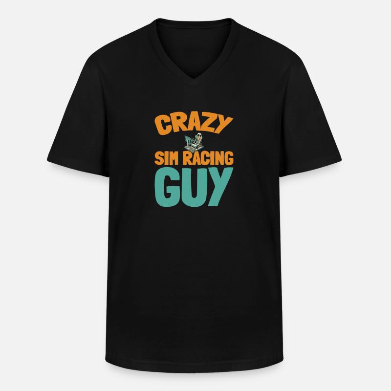 Sim Racing - Männer-T-Shirt mit V-Ausschnitt - Schwarz