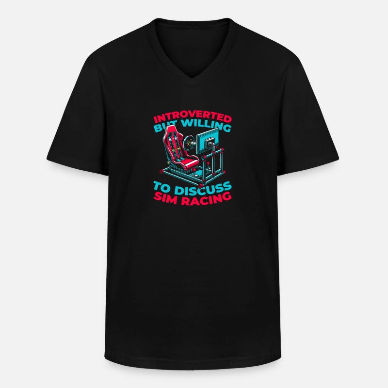Sim Racing - Männer-T-Shirt mit V-Ausschnitt - Schwarz