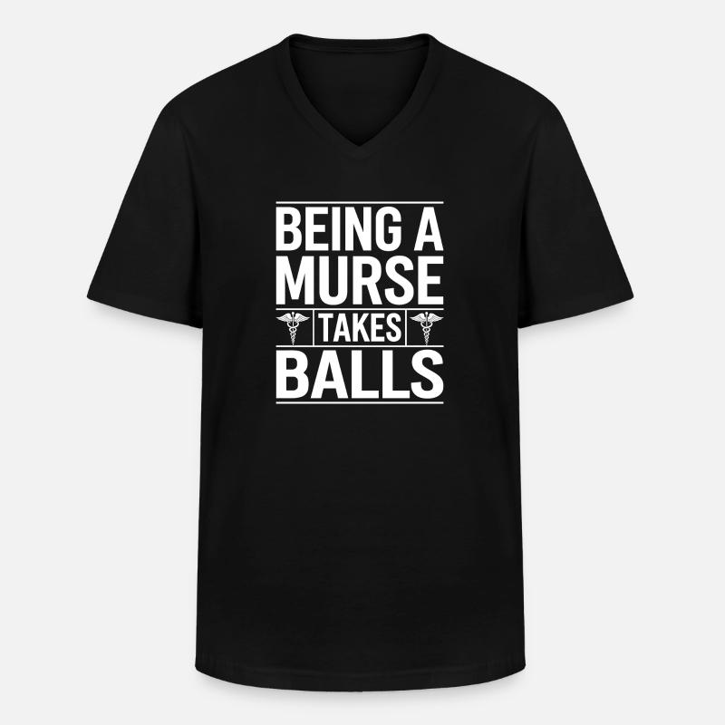 Stärke im Pflegeberuf - Männer-T-Shirt mit V-Ausschnitt - Schwarz
