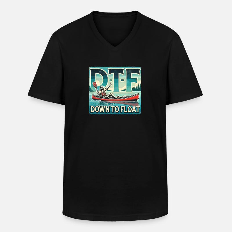 DTF - Down To Float - Männer-T-Shirt mit V-Ausschnitt - Schwarz