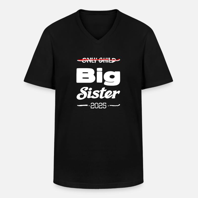 Nur Kind grosse Schwester 2025 - Männer-T-Shirt mit V-Ausschnitt - Schwarz