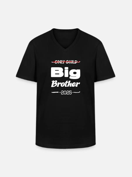 Only child big brother 2025 - Men's V-Neck T-Shirt - black