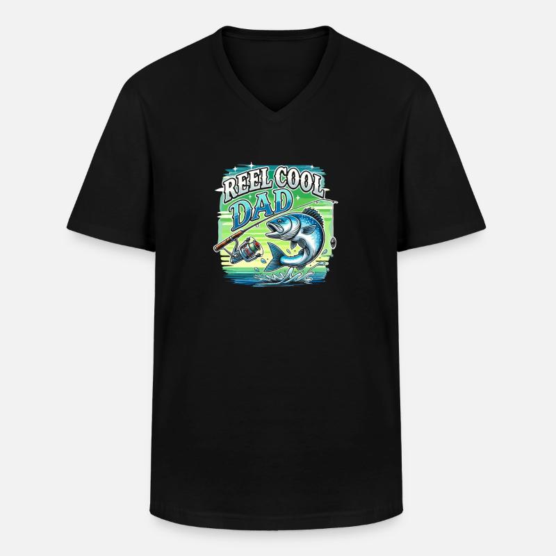 Reel Cool Dad - Männer-T-Shirt mit V-Ausschnitt - Schwarz