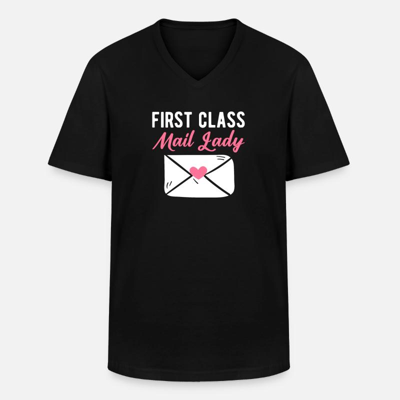 First Class Mail Lady Postangestellte - Männer-T-Shirt mit V-Ausschnitt - Schwarz