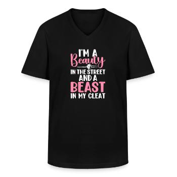 Softball Ich bin eine Schönheit auf der Straße und - Männer-T-Shirt mit V-Ausschnitt - Schwarz - Vorne - AI Model Male 178 dark (178cm)