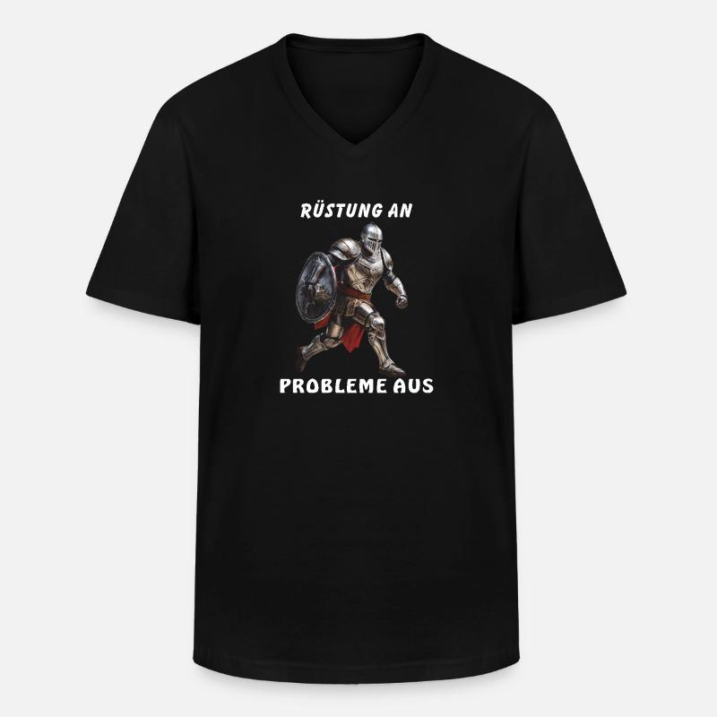 KNIGHT ARMOR TO PROBLEMS - Men's V-Neck T-Shirt - black