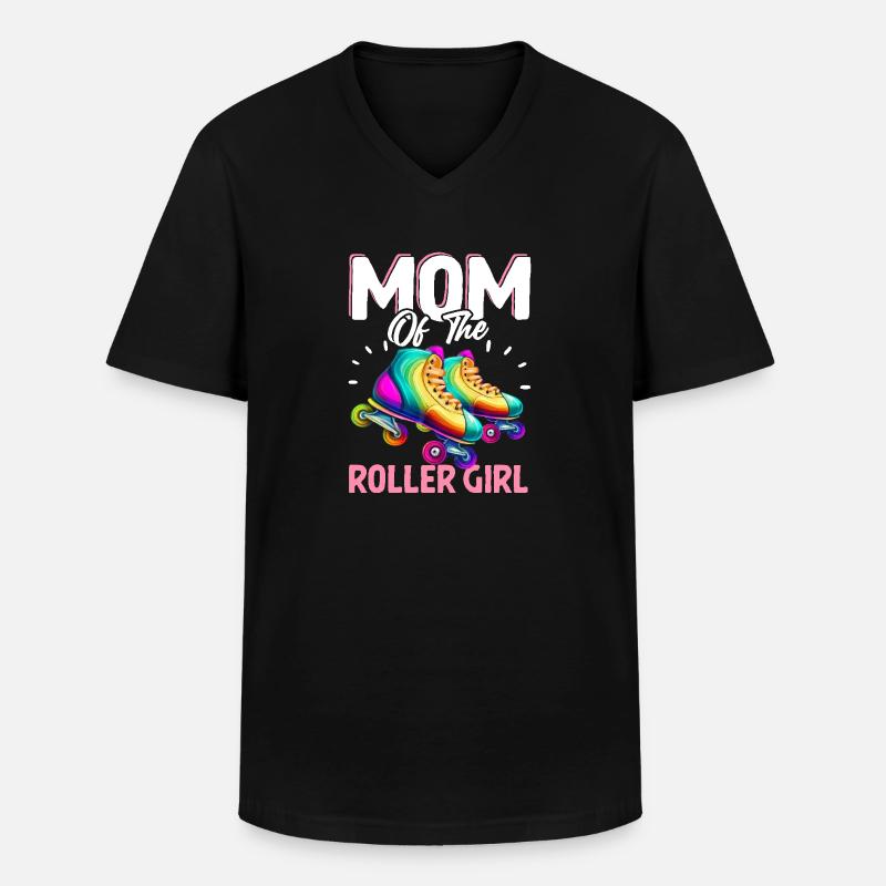 Mutter des Rollermädchens Rollschuhlaufen Roller - Männer-T-Shirt mit V-Ausschnitt - Schwarz