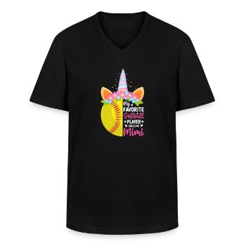Meine Lieblings-Softballspielerin nennt mich Mimi - Männer-T-Shirt mit V-Ausschnitt - Schwarz - Vorne - AI Model Male 178 dark (178cm)