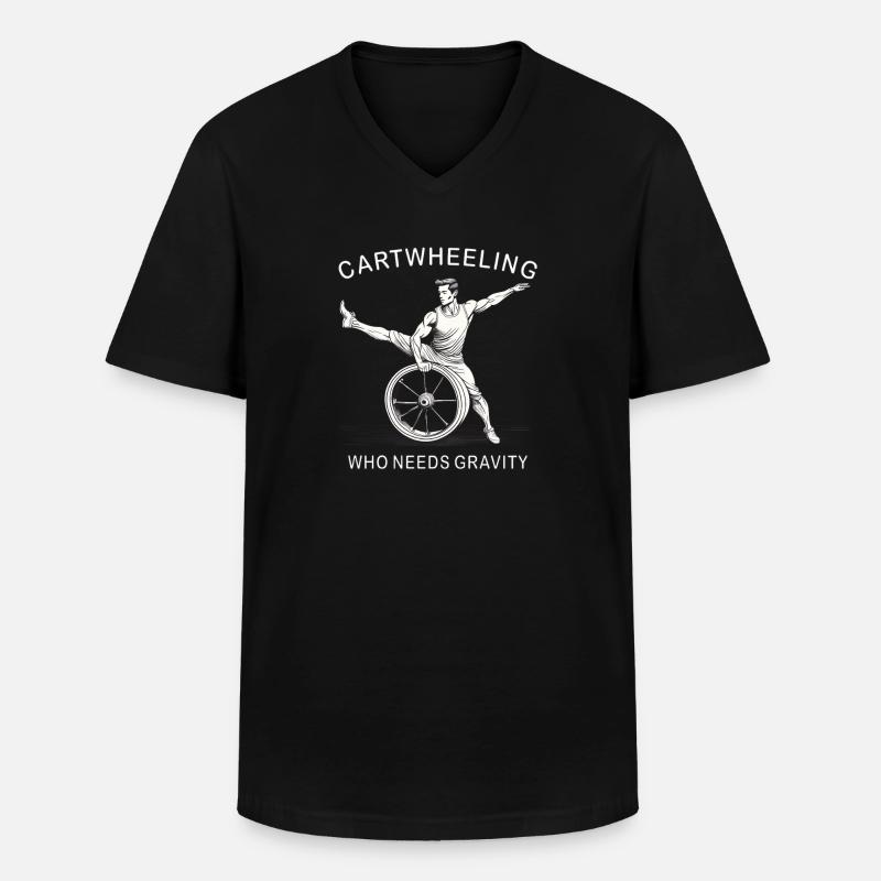 CARTWHEELING WHO NEEDS GRAVITY - Männer-T-Shirt mit V-Ausschnitt - Schwarz