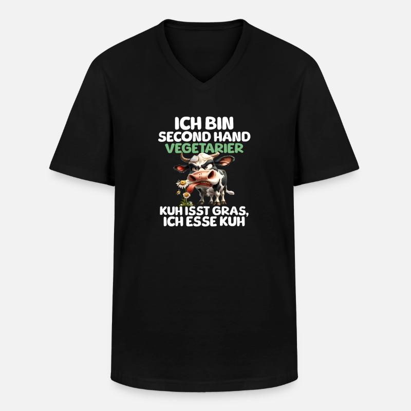Second Hand Vegetarier - Männer-T-Shirt mit V-Ausschnitt - Schwarz