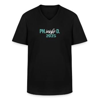 Docteur 2025 Diplôme Philistin Dissertation PhD - T-shirt col V Homme - noir - Devant - AI Model Male 178 dark (178cm)