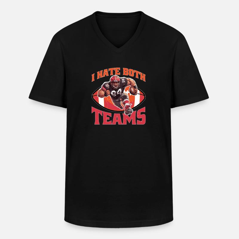 I Hate Both Teams 19 - Männer-T-Shirt mit V-Ausschnitt - Schwarz
