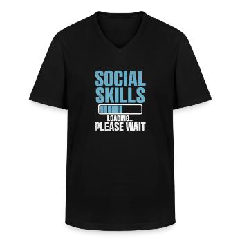 Soziale Kompetenzen Laden Bitte warten Sie Sprüche für - Männer-T-Shirt mit V-Ausschnitt - Schwarz - Vorne - AI Model Male 178 dark (178cm)