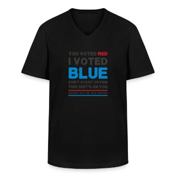 Du hast rot gewählt, ich habe blau gewählt - politische Satire - Männer-T-Shirt mit V-Ausschnitt - Schwarz - Vorne - AI Model Male 178 dark (178cm)