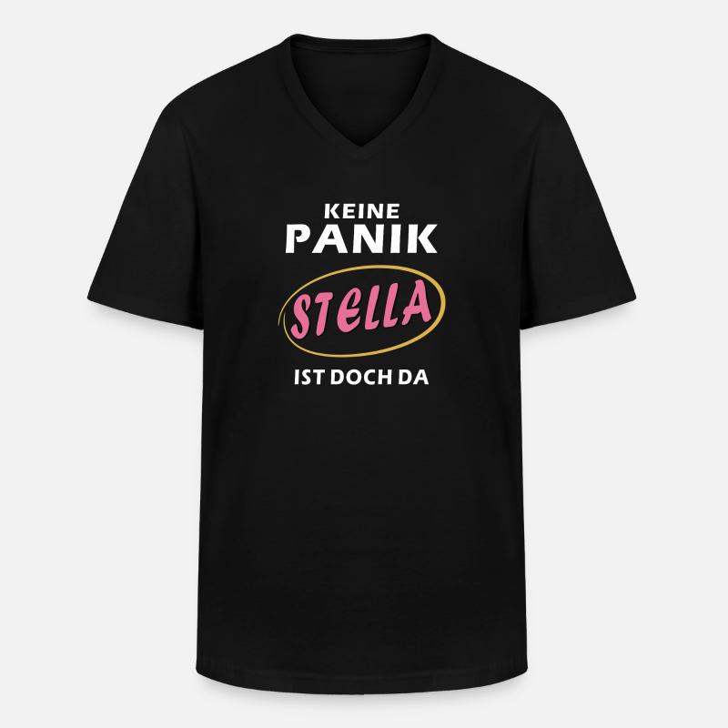KEINE PANIK STELLA IST DOCH DA - Männer-T-Shirt mit V-Ausschnitt - Schwarz