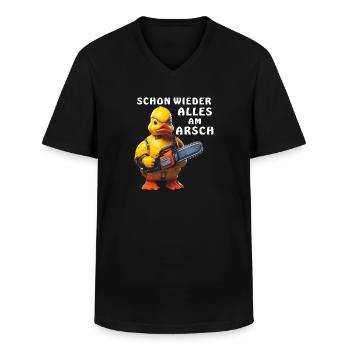 SCHON WIEDER ALLES AM ARSCH - Männer-T-Shirt mit V-Ausschnitt - Schwarz - Vorne - AI Model Male 178 dark (178cm)