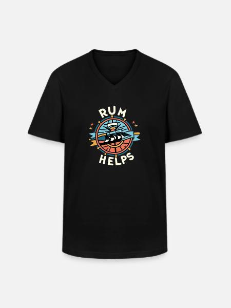 Rum Helps 6 - Männer-T-Shirt mit V-Ausschnitt - Schwarz