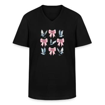 Coquette Bogen Taubenjagd Jäger rosa Schleife Mom - Männer-T-Shirt mit V-Ausschnitt - Schwarz - Vorne - AI Model Male 178 dark (178cm)