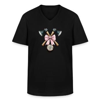Coquette Bogen Holzarbeiter Logger Mütter Tag Rosa - Männer-T-Shirt mit V-Ausschnitt - Schwarz - Vorne - AI Model Male 178 dark (178cm)
