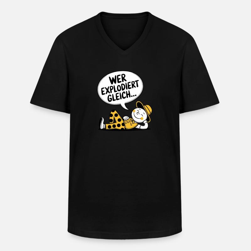 WER EXPLODIERT GLEICH - Männer-T-Shirt mit V-Ausschnitt - Schwarz