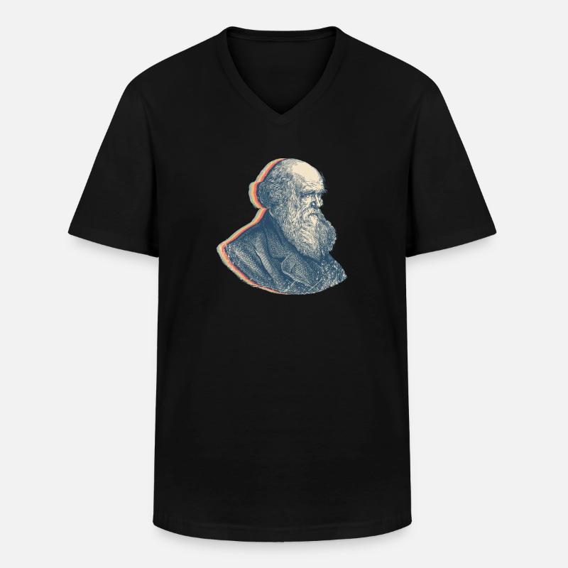 Charles Darwin Evolutionstheorie Retro-Linienkunst - Männer-T-Shirt mit V-Ausschnitt - Schwarz