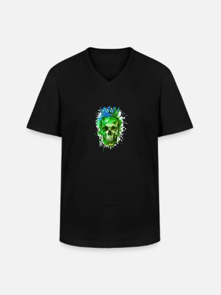 King Skull Crown - Men's V-Neck T-Shirt - black