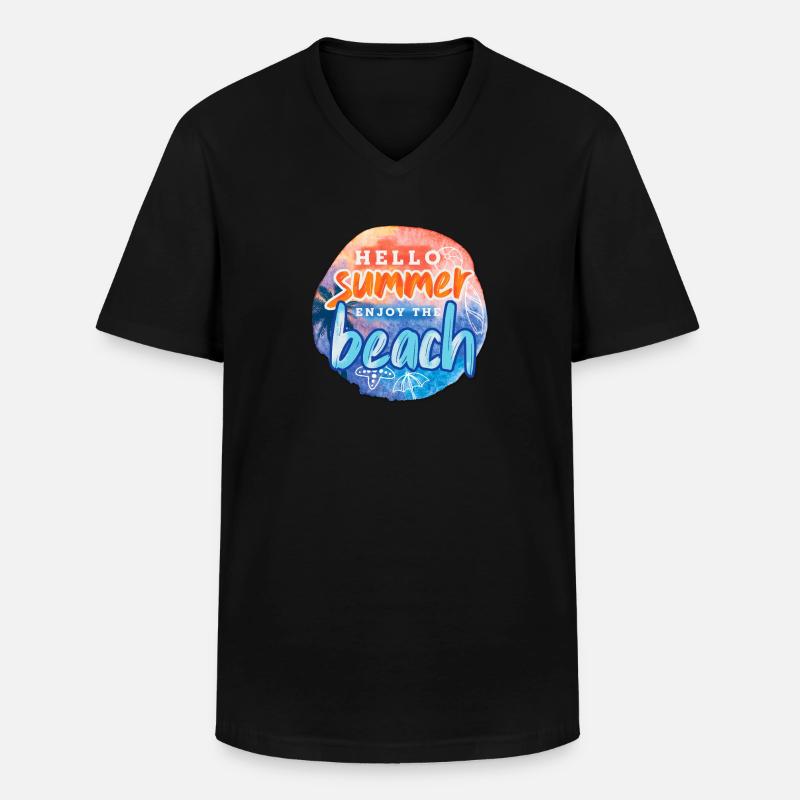 Hello Summer Beach - Männer-T-Shirt mit V-Ausschnitt - Schwarz