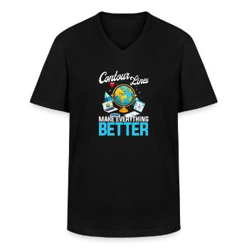 Geographic Information Systems Contur Lines - Men's V-Neck T-Shirt - black - Front - AI Model Male 178 dark (178cm)