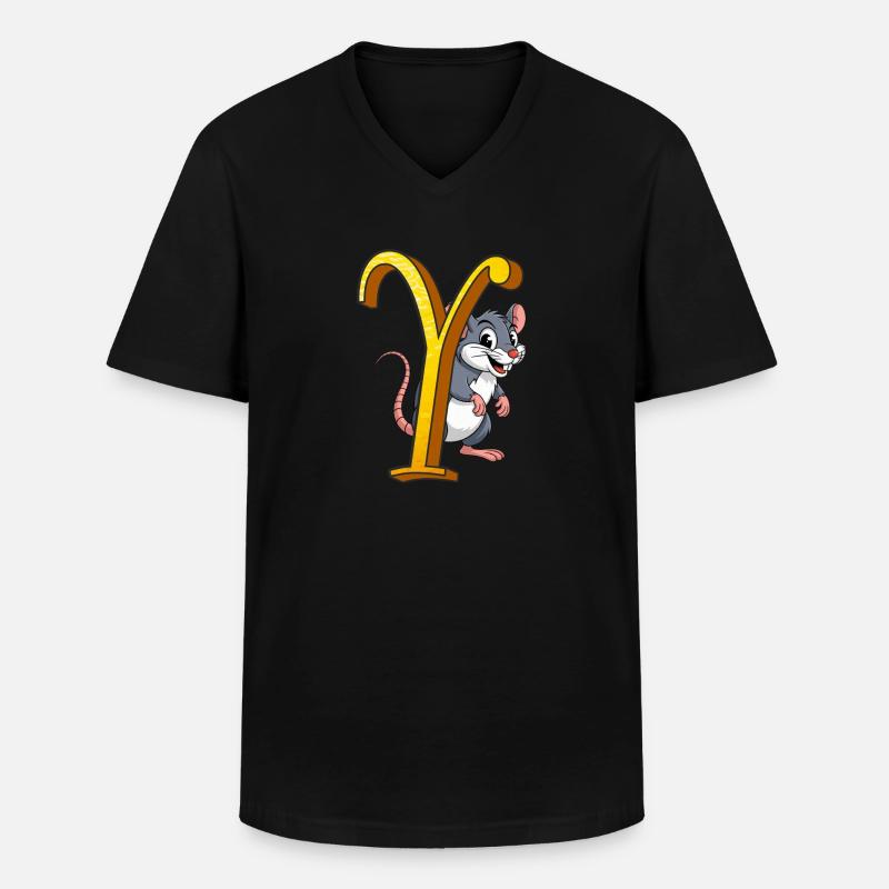 BUCHSTABE Y - Männer-T-Shirt mit V-Ausschnitt - Schwarz