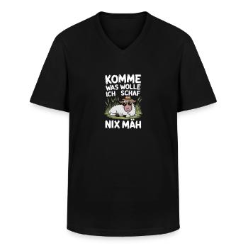 Komme was WOLLE Ich SCHAF heut nix MÄH - Männer-T-Shirt mit V-Ausschnitt - Schwarz - Vorne - AI Model Male 178 dark (178cm)