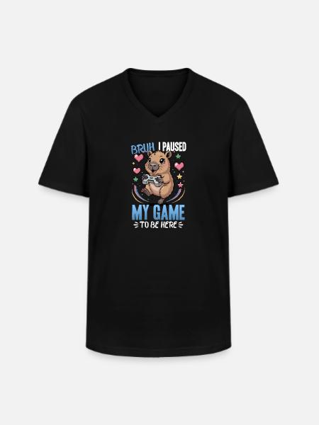 Capybara Gamer Gaming - Men's V-Neck T-Shirt - black