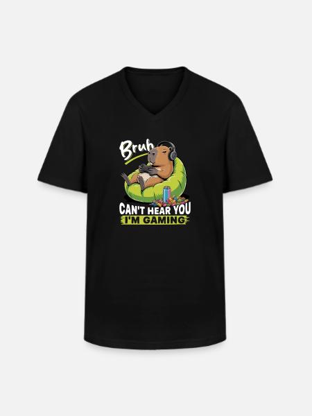 Capybara Gamer Gaming - T-shirt col V Homme - noir