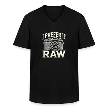 Ich bevorzuge es roh - Männer-T-Shirt mit V-Ausschnitt - Schwarz - Vorne - AI Model Male 178 dark (178cm)