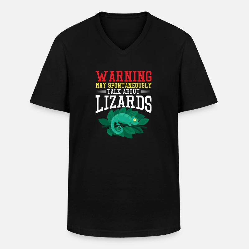 Fun Warning Lizard Talk Design - Men's V-Neck T-Shirt - black
